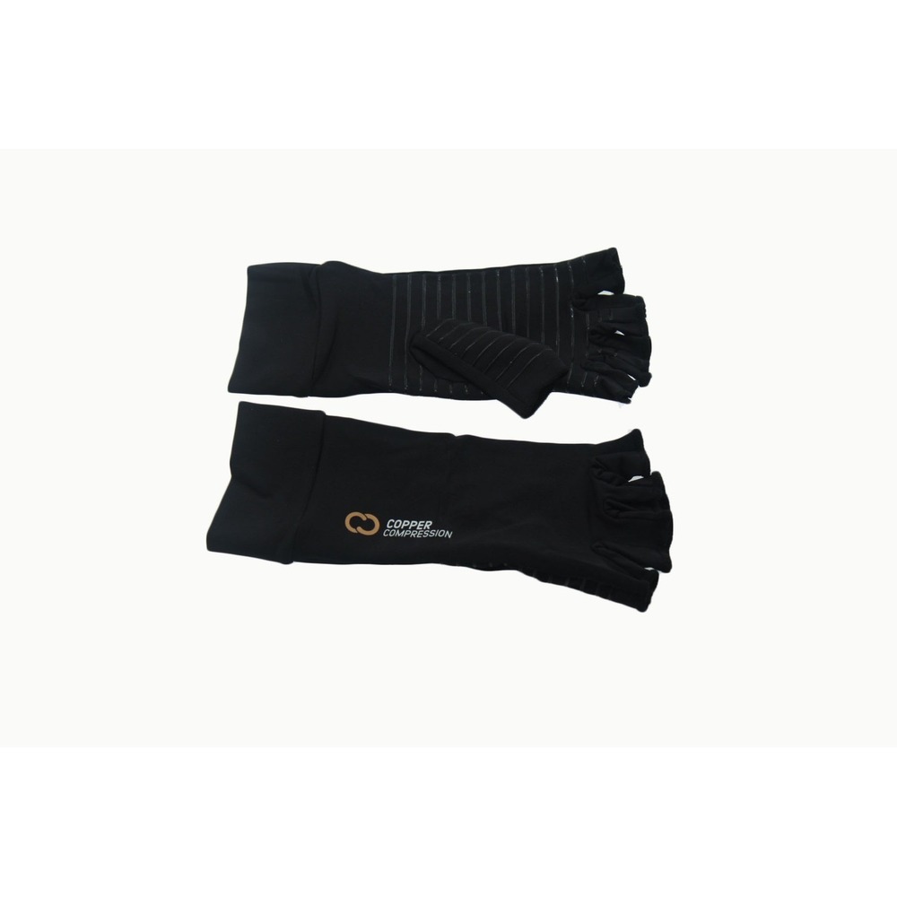 Copper Compression Half Finger Gloves Arthritis Carpal Tunnel Relief Black XS